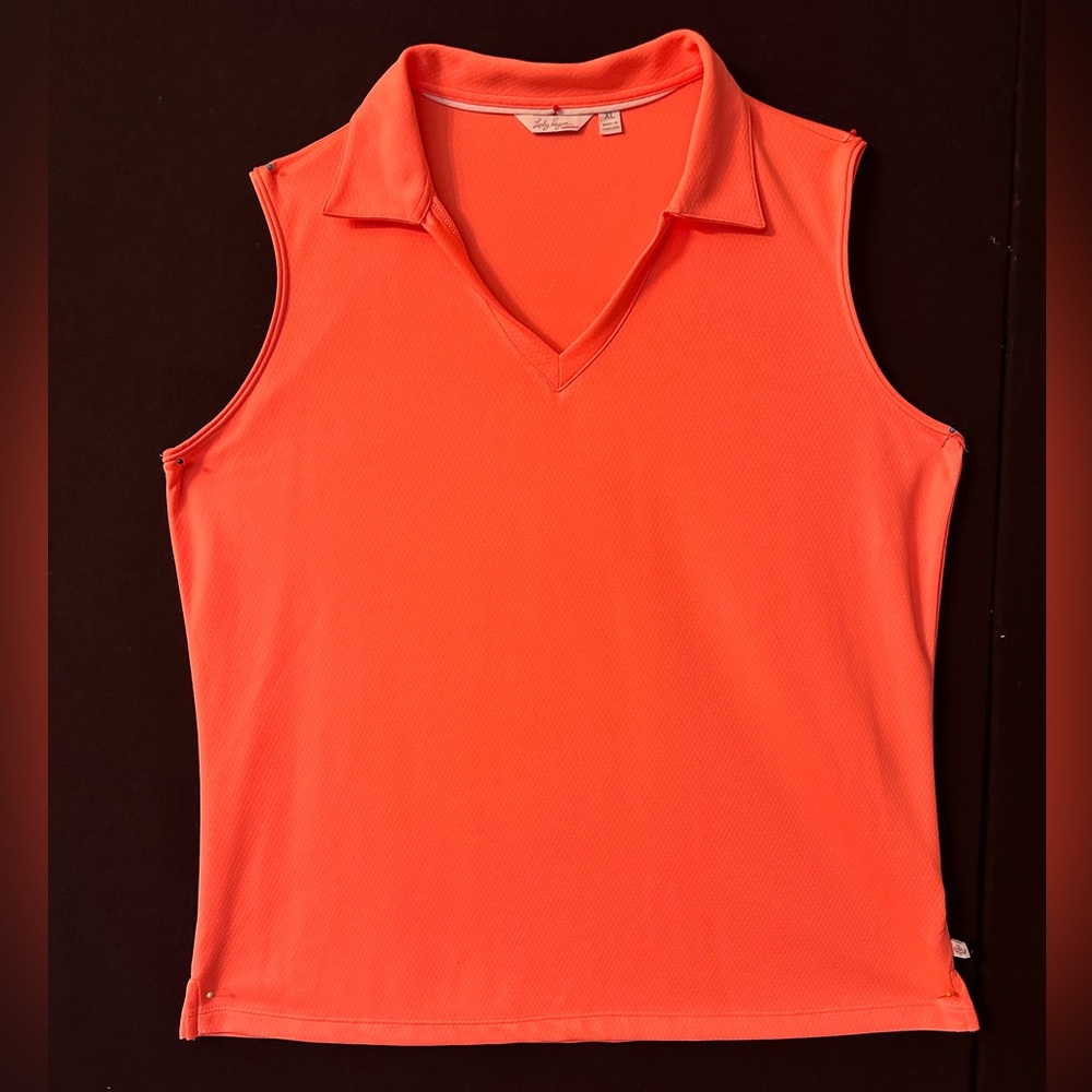 Lady Hagen, XL, Fluorescent Orange, Sleeveless Golf Shirt